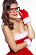 beautiful sexy girl wearing santa claus clothes