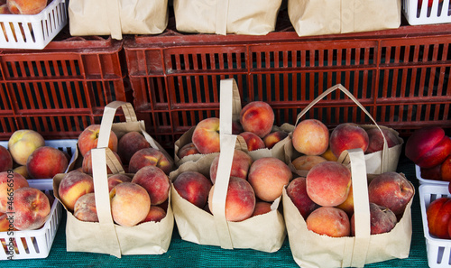 Photo: Sacks of Peaches at Local Fruit Market Sacks of Peaches at Local Fruit Market