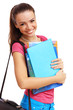 Happy student with books