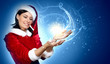 Portrait of girl wearing santa claus clothes