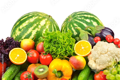 Photo: fruits and vegetables isolated on a white background fruits and vegetables isolated on a white background