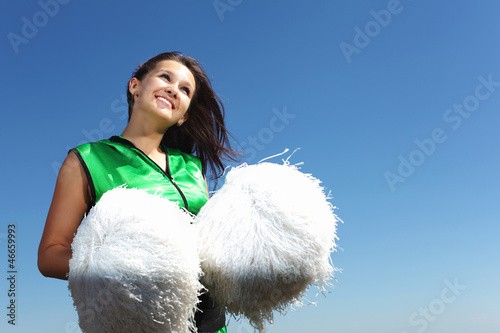 Photo: Young female dancer against white background Young female dancer against white background