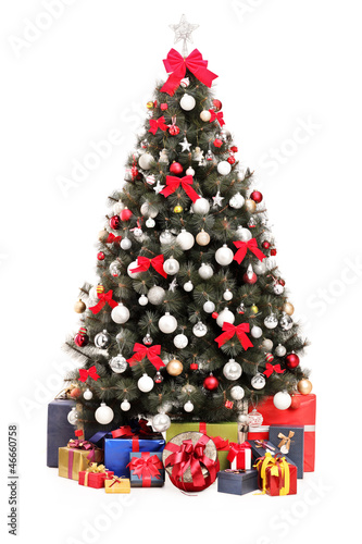 Photo: Decorated Christmas tree and gift boxes Decorated Christmas tree and gift boxes