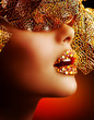 Luxury Golden Makeup. Beautiful Professional Holiday Make-up