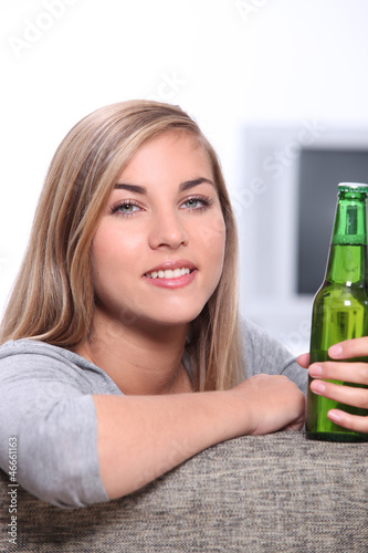 Photo: Woman with a beer Woman with a beer