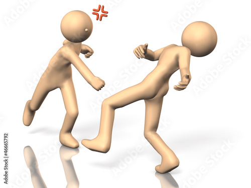 Illustration: He beat down an opponent. He beat down an opponent.
