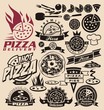 Pizza icons, labels, signs, logo designs and design elements
