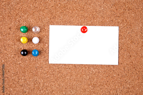 Photo: Cork bulletin board with notes. Cork bulletin board with notes.