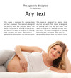 A young and happy blond pregnant woman in white lingerie