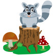 Vector: Racoon on hemp tree Racoon on hemp tree