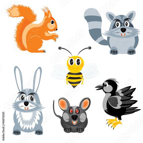 Vector: Drawing of the beasts and birds Drawing of the beasts and birds