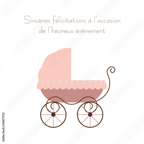 Vector: Carte de naissance landau rose Carte de naissance landau rose