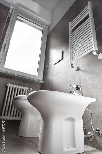 Photo: White toilette bottom view White toilette bottom view