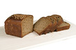 black rye bread on a white background