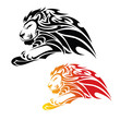 Tribal lion in jump tattoo