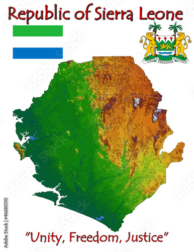 Vector: Sierra Leone Africa national emblem map symbol motto Sierra Leone Africa national emblem map symbol motto