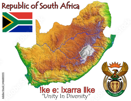 Vector: South Africa national emblem map symbol motto South Africa national emblem map symbol motto