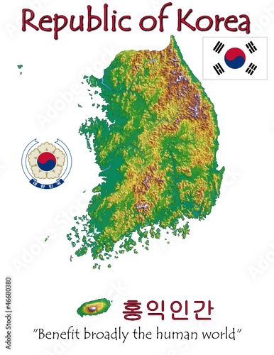 Vector: South Korea Asia national emblem map symbol motto South Korea Asia national emblem map symbol motto
