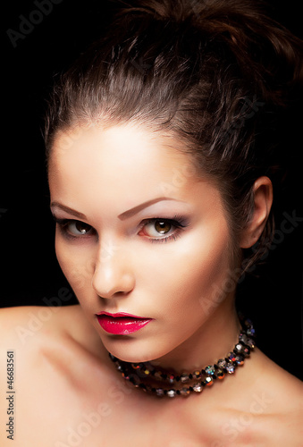 Photo: Beauty aristocratic fashionable woman looking. Beauty face Beauty aristocratic fashionable woman looking. Beauty face