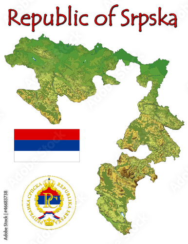 Vector: Srpska Republic Europe national emblem map symbol motto Srpska Republic Europe national emblem map symbol motto