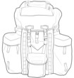 Military or hiking backpack outline vector illustration