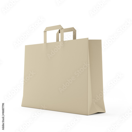 Illustration: Big brown paper bag isolated on white Big brown paper bag isolated on white