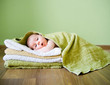newborn baby on a towels