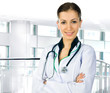 doctor woman with stethoscope in clinic
