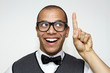 Brainy man answering a question