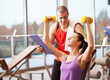 Woman working out in a fitness club