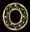 O gold letter with swirly ornaments vector