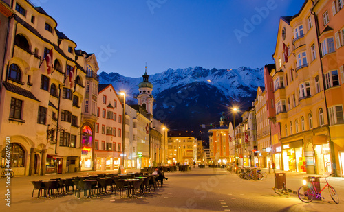 Photo: Evening scene in Innsbruck, Austria Evening scene in Innsbruck, Austria