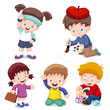 Vector: illustration of characters kids cartoon.Vector illustration of characters kids cartoon.Vector