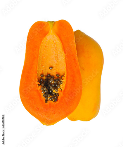 Photo: Sliced papaya isolated on a white background Sliced papaya isolated on a white background