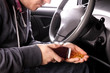 Drug addict man in the car