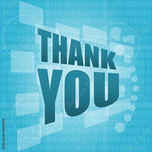 Illustration: words thank you on digital screen, holiday concept words thank you on digital screen, holiday concept