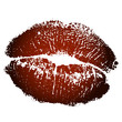 Vector illustration of brown kiss print