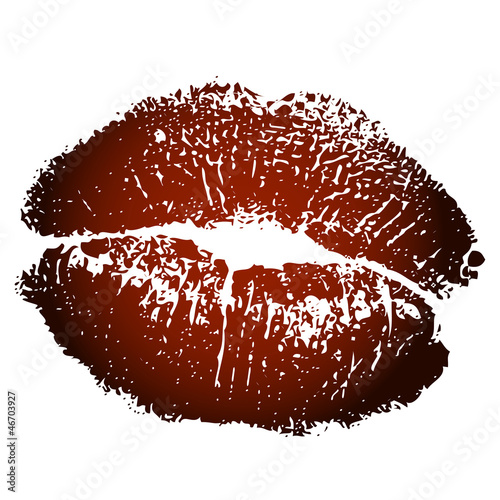 Vector: Vector illustration of brown kiss print Vector illustration of brown kiss print