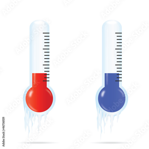 Vector: Thermometer measuring cold temperature Thermometer measuring cold temperature