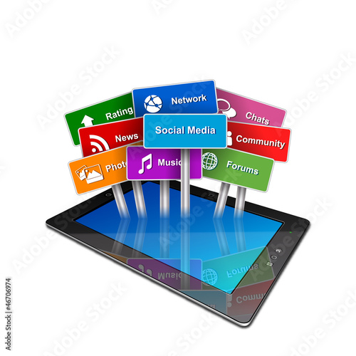 Vector: tablet social media tablet social media