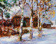 wintermotiv malerei leinwandstruktur
