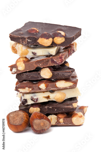 Photo: stack of nut chocolate stack of nut chocolate