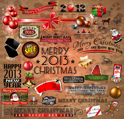 Vector: Christmas Vintage typograph design elements Christmas Vintage typograph design elements