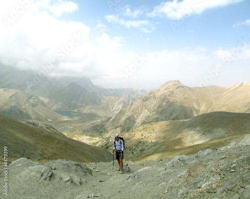 Photo: Hiking in the mountains in summer. Hiking in the mountains in summer.
