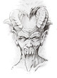 Tattoo sketch of devil head, hand made