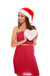 girl with santa claus hat