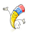 smiling cartoon lead pencil vector illustration isolated on