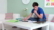 Teenage student concentrating on his homework