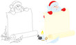 Santa holds a scroll of paper for holiday ad