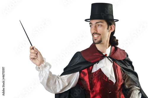 Photo: Magician doing tricks on white Magician doing tricks on white
